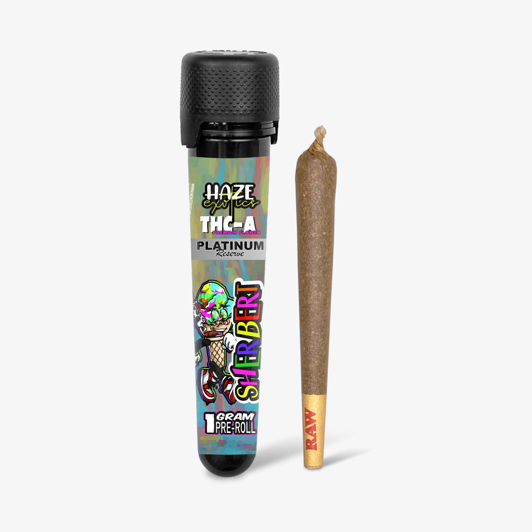 haze exotics platinum reserve thc-a preroll 1g sherbert