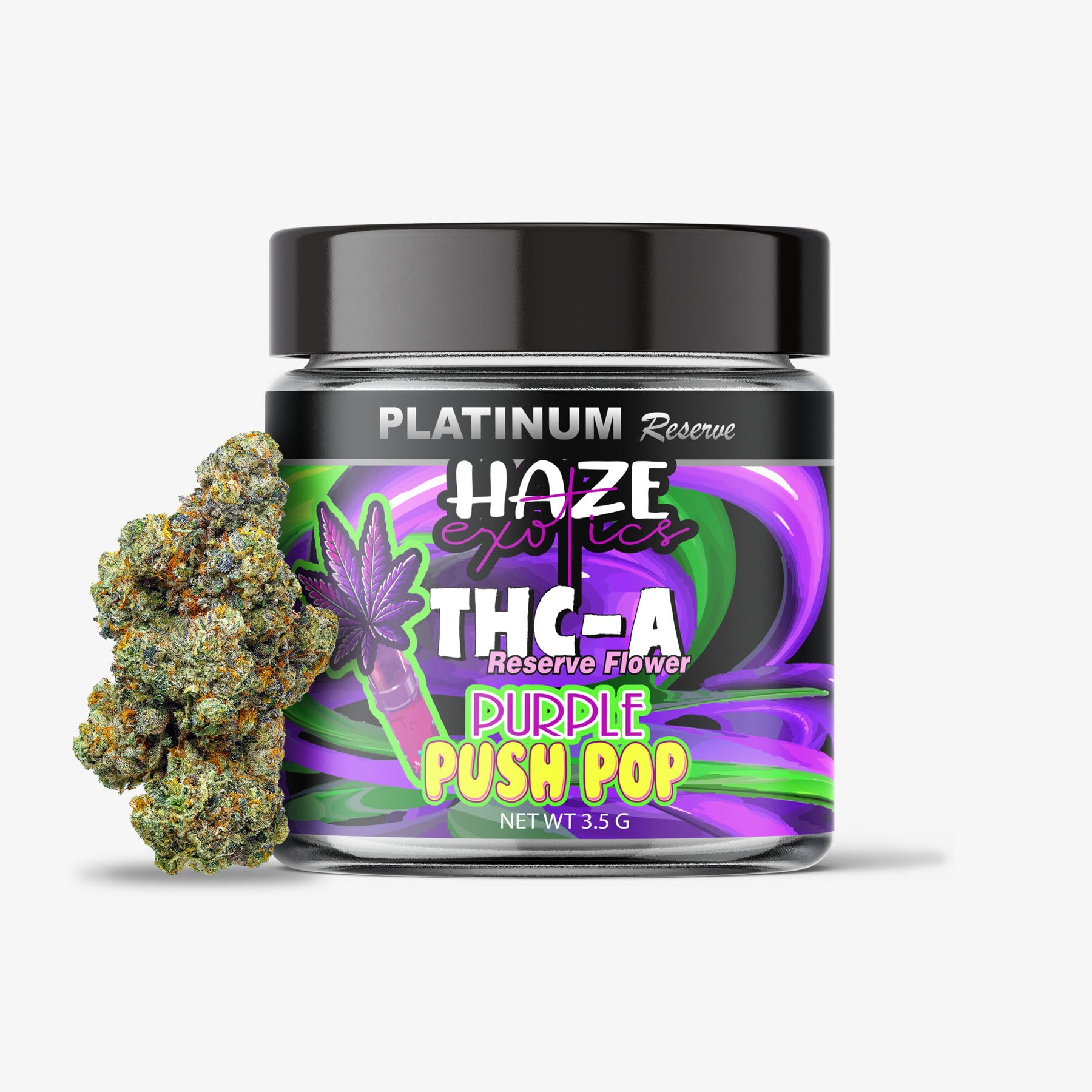 haze exotics platinum reserve purple push pop 3.5 gram jar