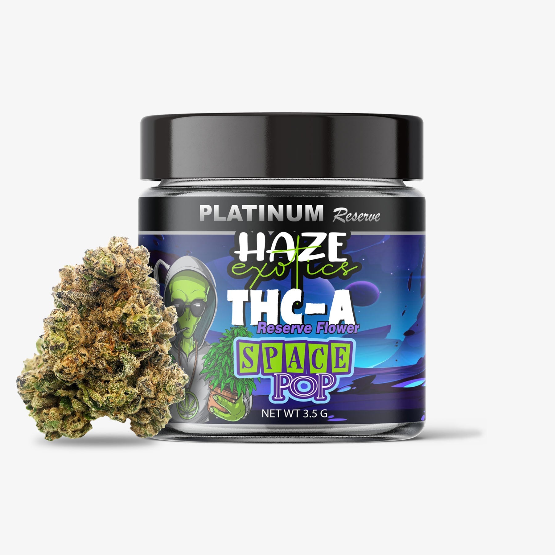 THC-A Flower / Space Pop / 3.5g Jar / Haze Exotics Platinum Reserve