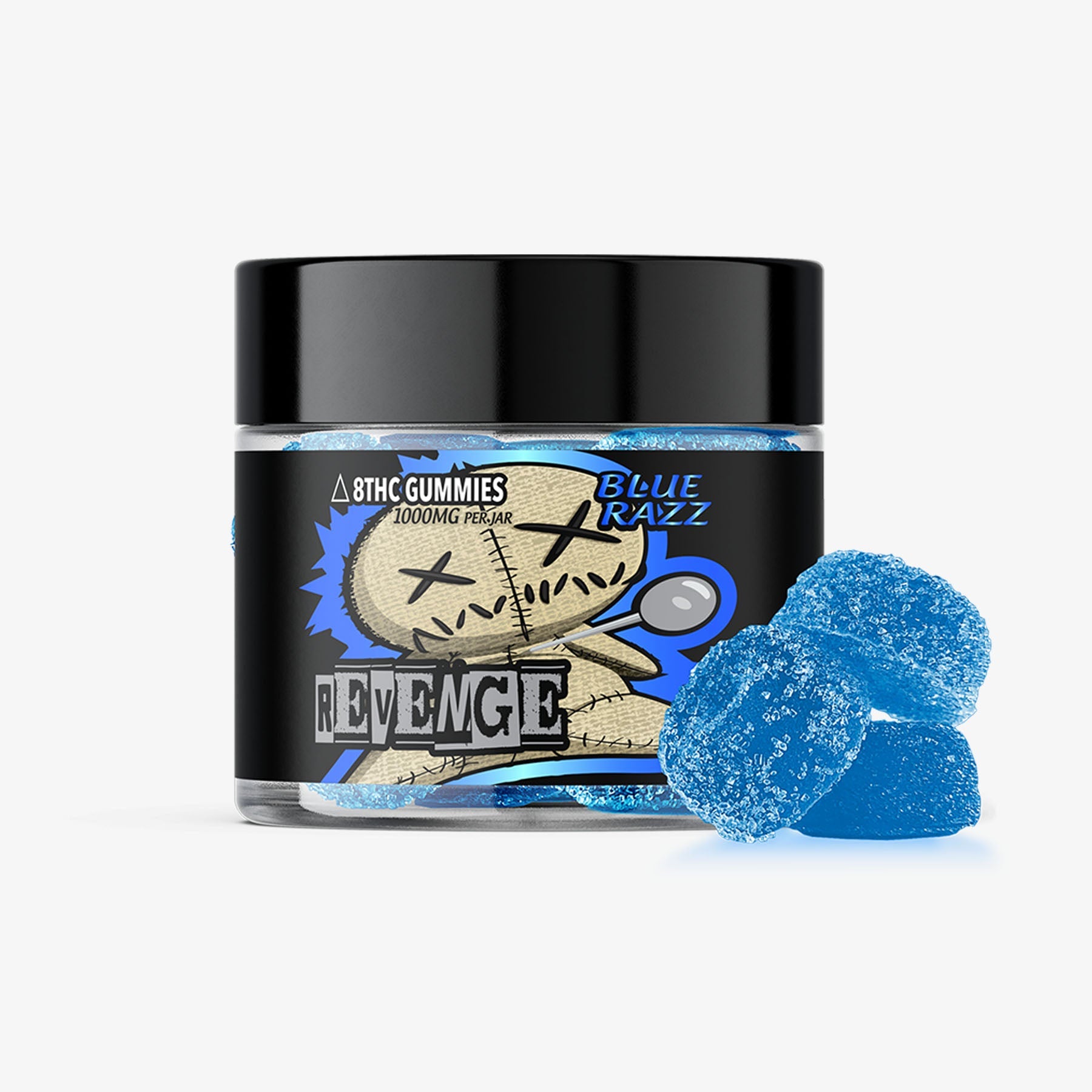 revenge delta 8 thc 100mg 10 count gummy blue razz