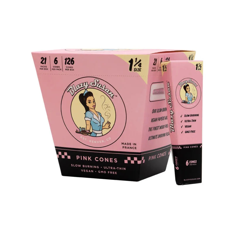 Blazy Susan - 1 1/4 - 6 pack - Pink Pre Rolled Cones