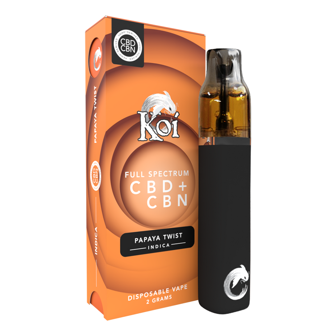 Koi Full Spectrum CBD + CBN Disposable Vape Bar (2 Gram) - Papaya Twist (Indica)