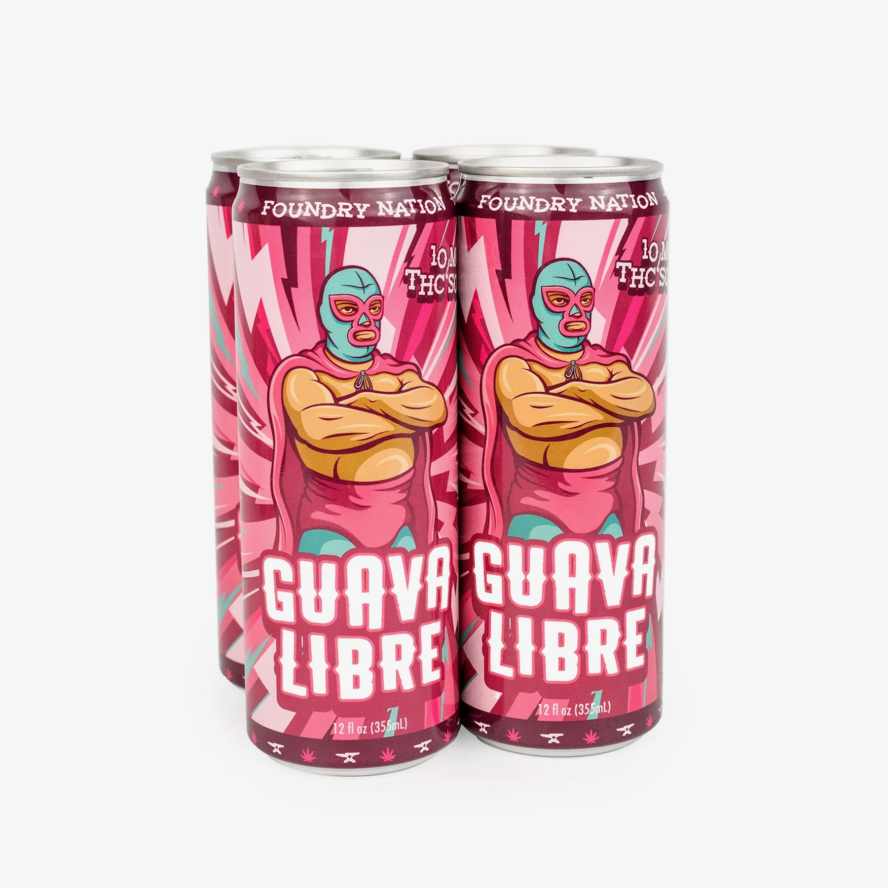 Two cans of Guava Libre from Foundry Nation on a white background