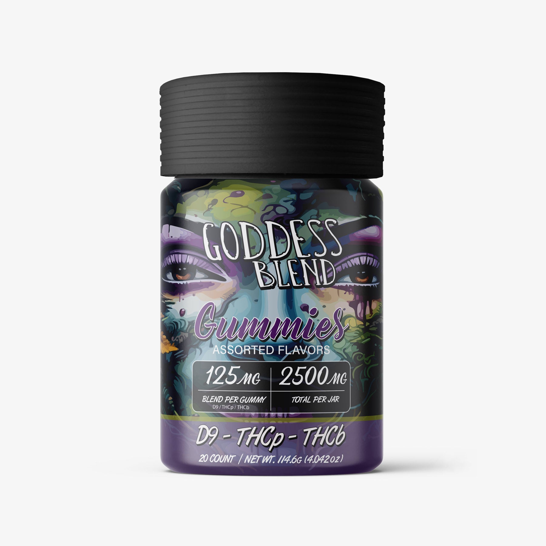 goddess blend d9 blended gummies 125 milligrams assorted jar