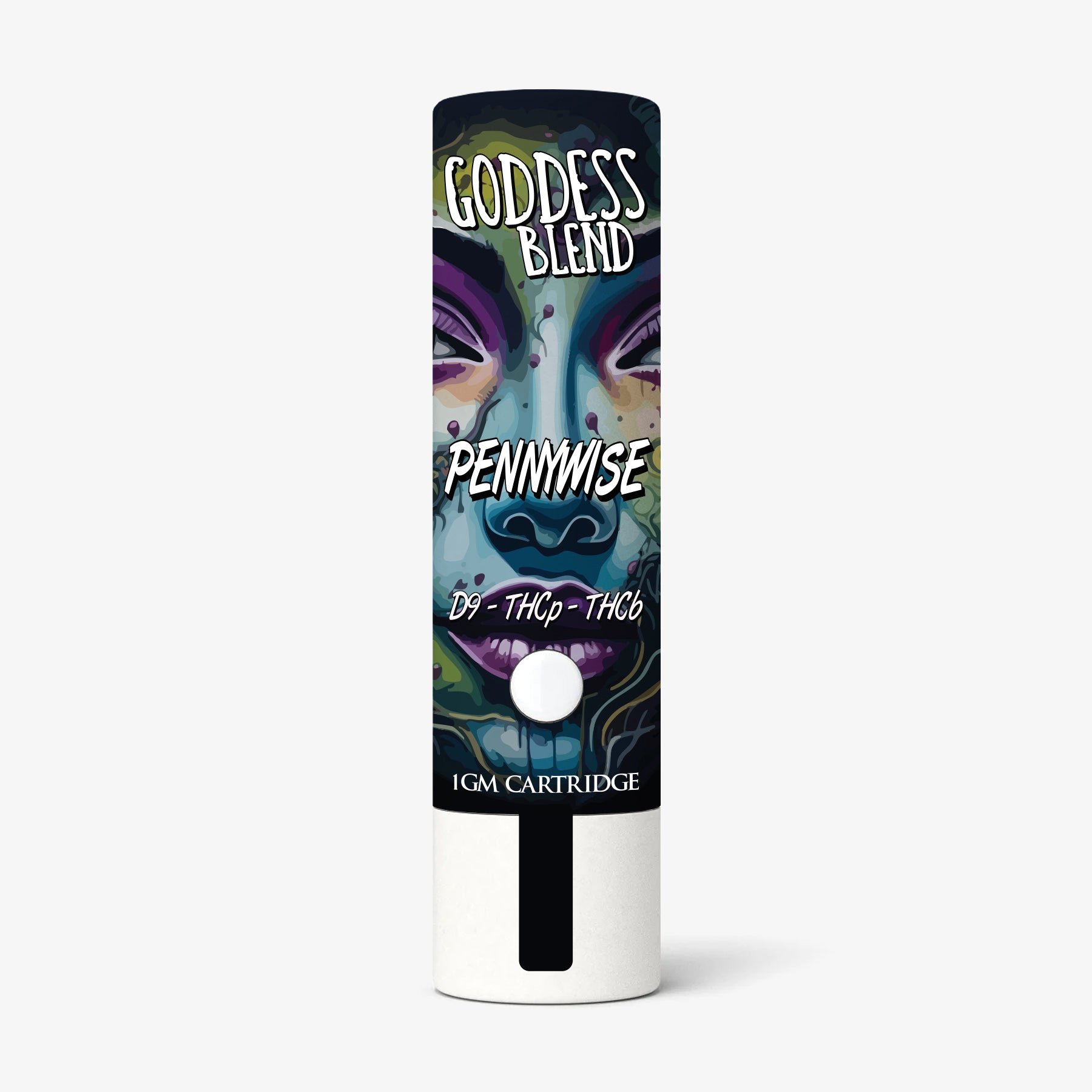 Cartridge packaging with 'Goddess Blend Pennywise' branding on a white background