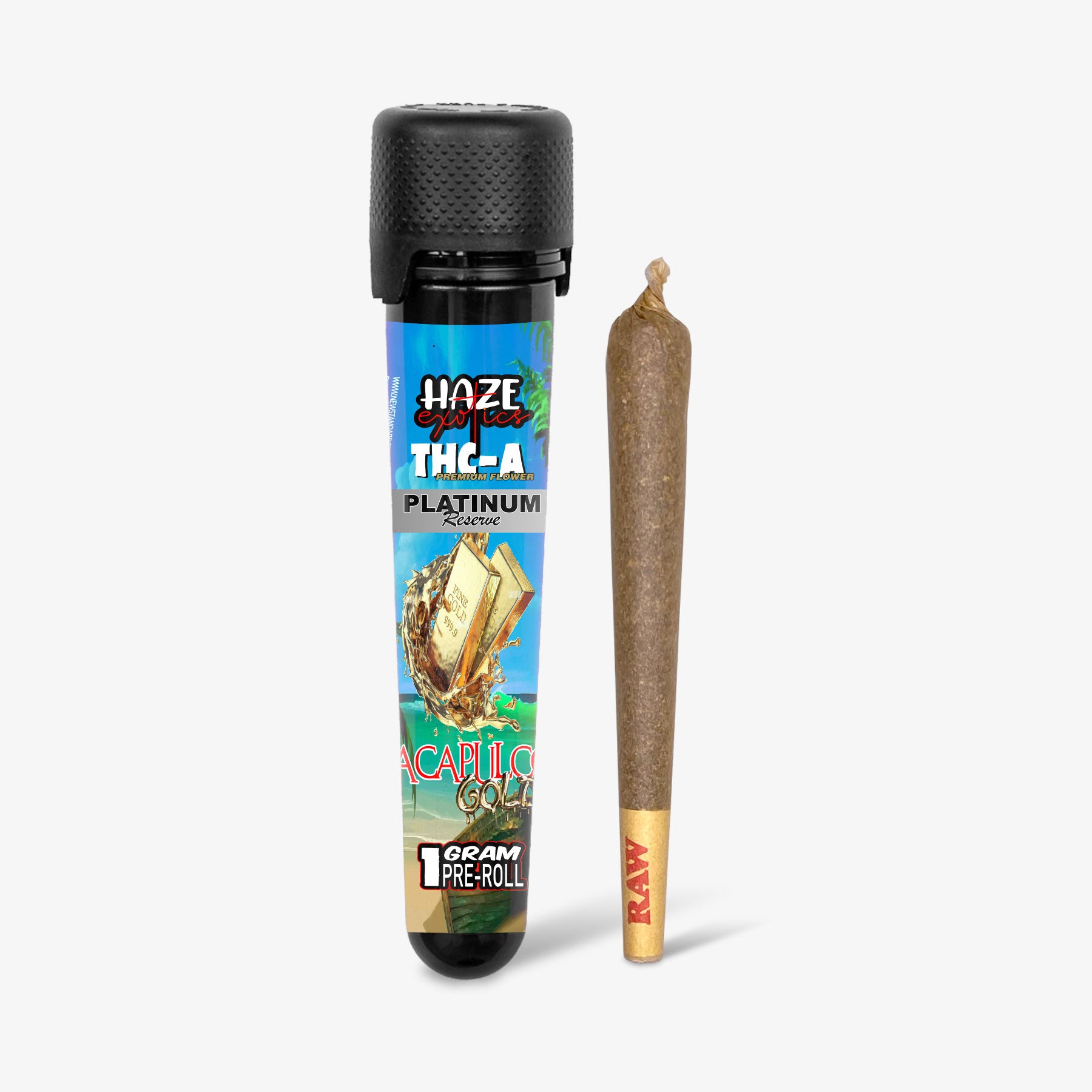 THC-A Flower / Acapulco Gold / 1g Preroll / Haze Exotics Platinum Reserve