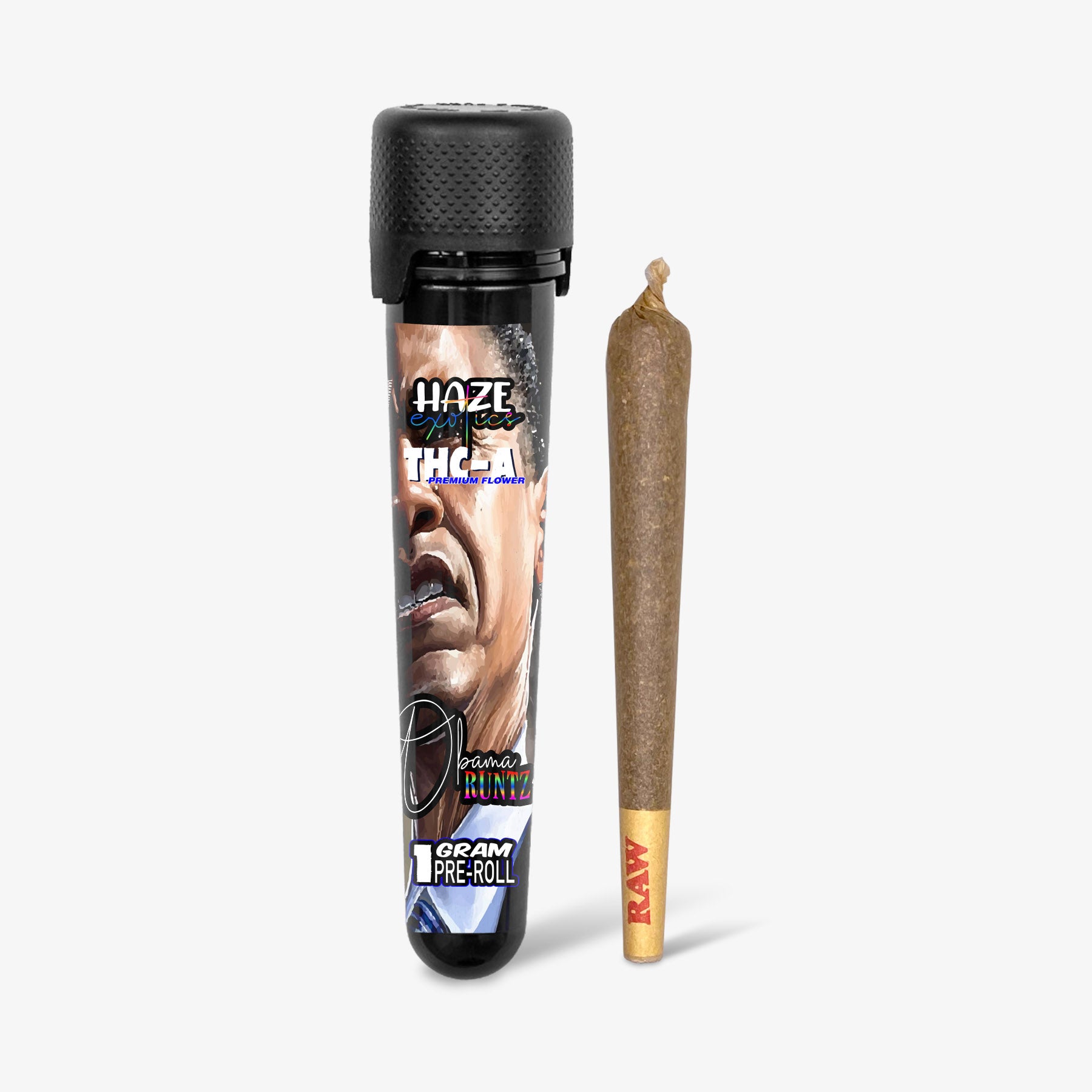 haze exotics thc-a flower obama runtz 1 gram preroll