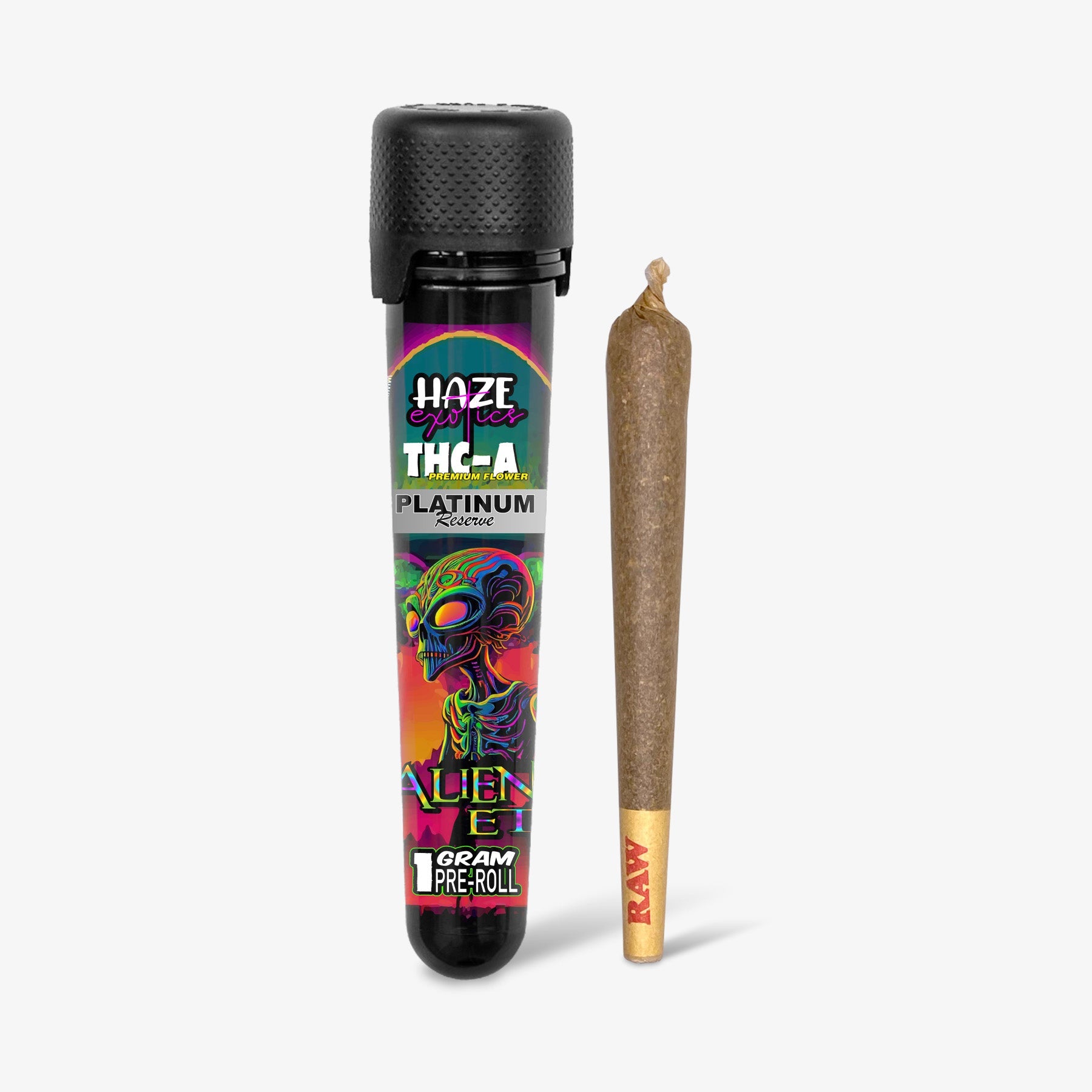 haze exotics platinum reserve thc-a flower alien et 1g preroll