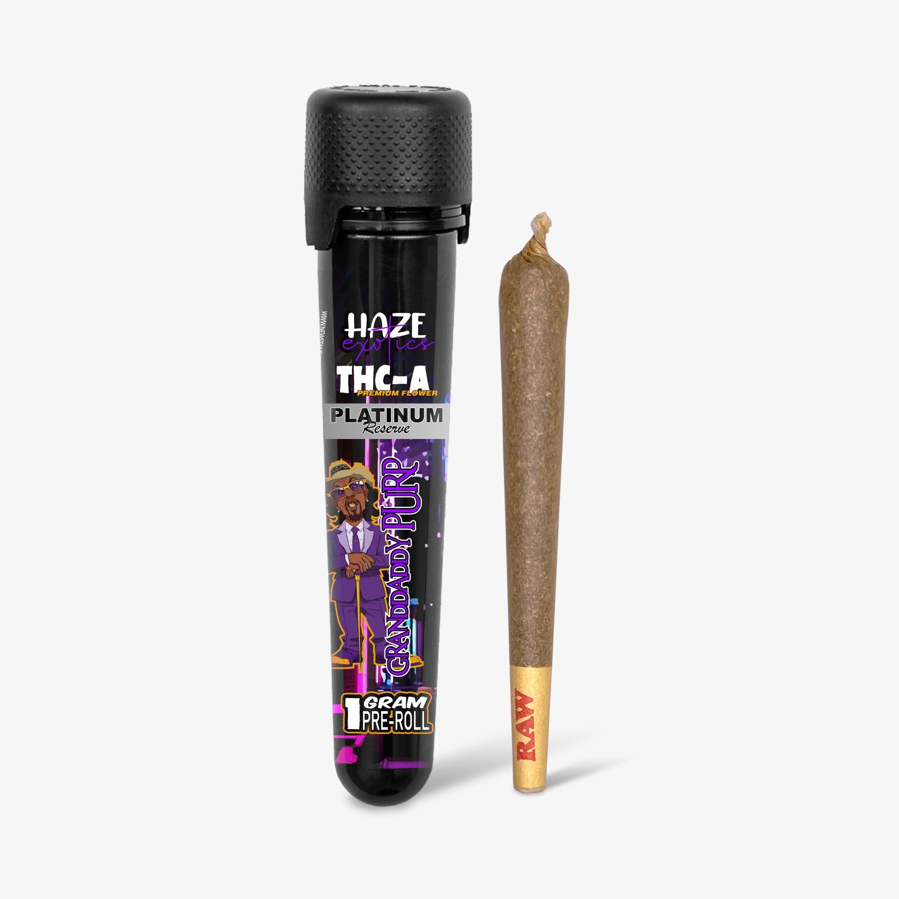 haze exotics platinum reserve thc-a preroll 1g grandaddy purp