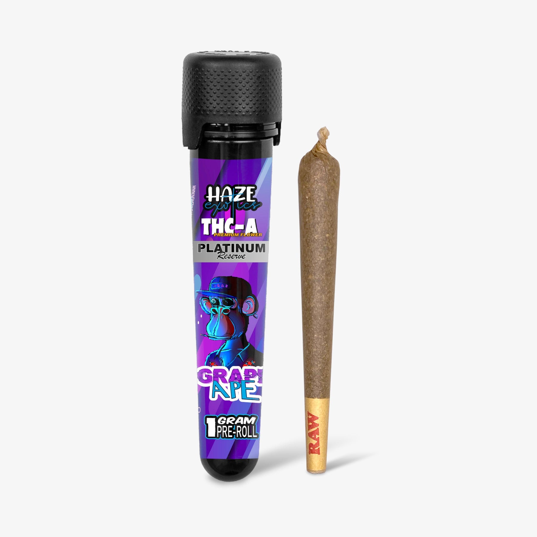 haze exotics platinum reserve thc-a preroll 1g grape ape