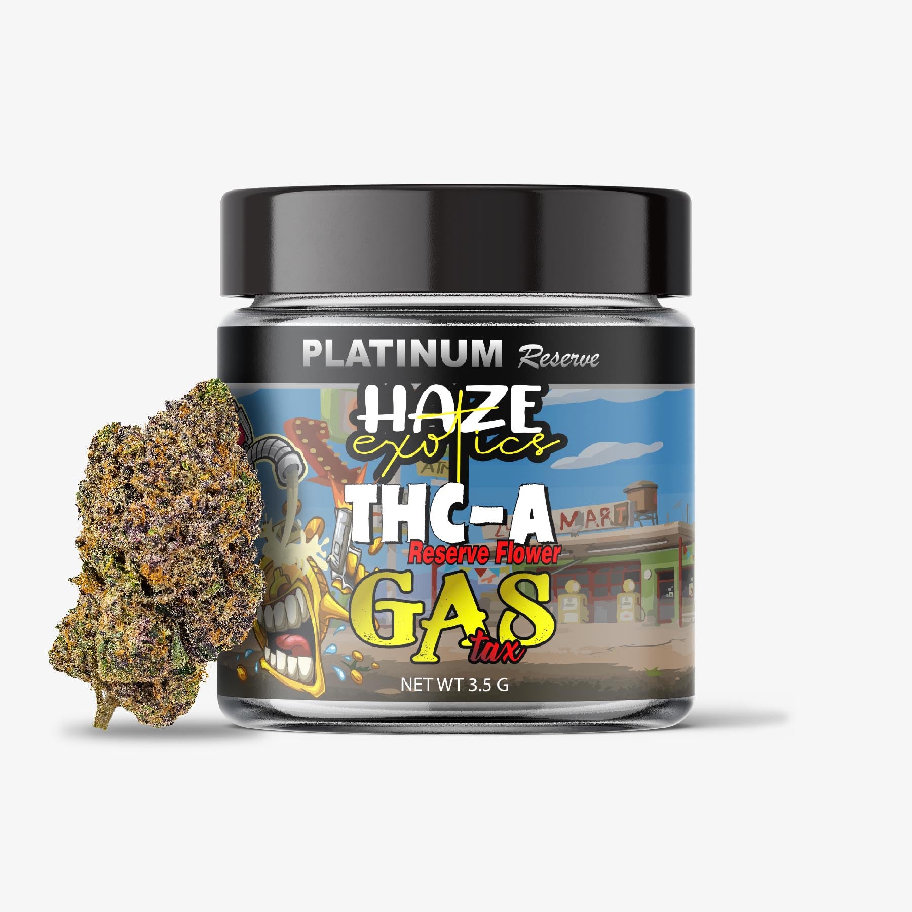 haze exotics platinum reserve thc-a flower gas tax 3.5 gram jar