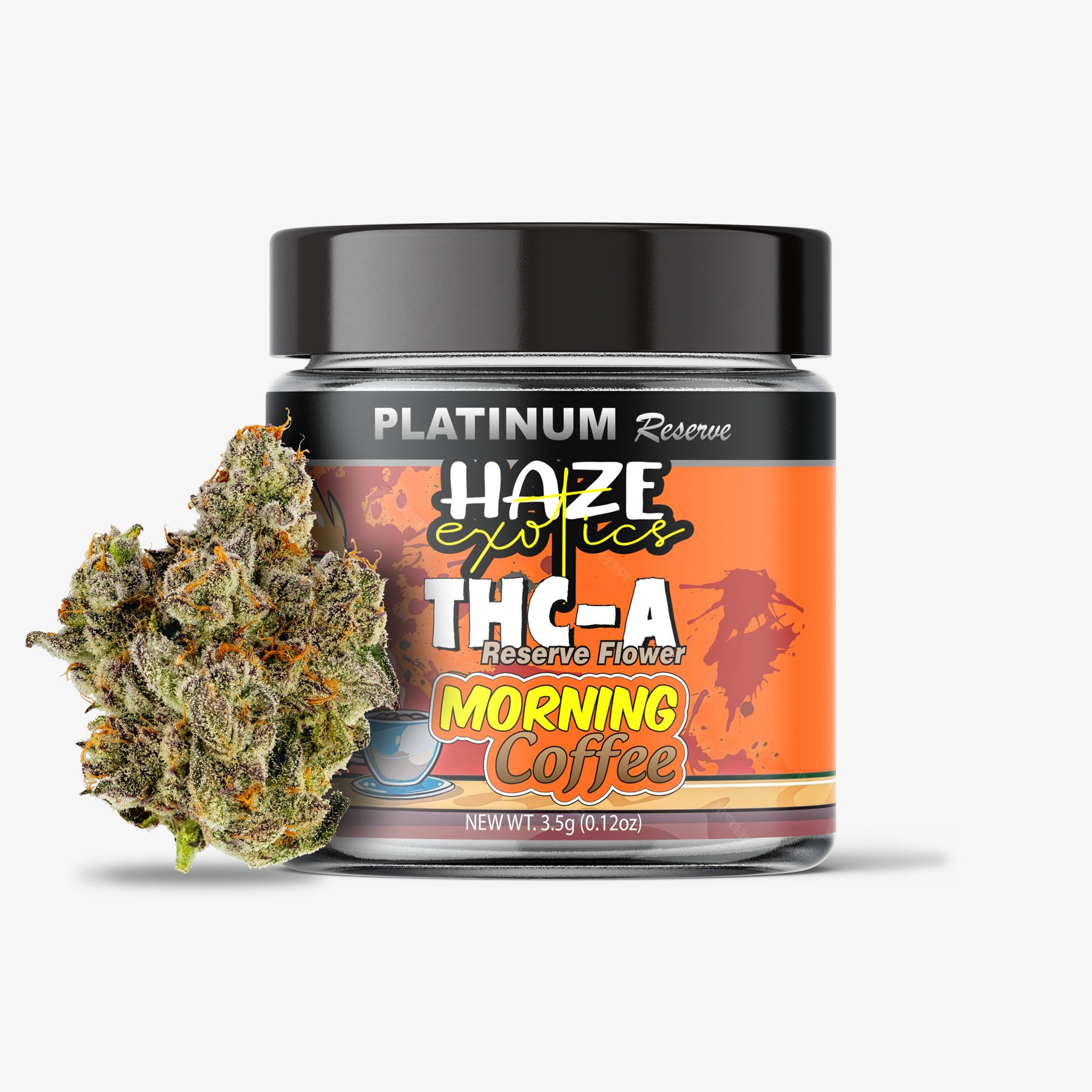 THC-A Flower / Morning Coffee / 3.5g Jar / Haze Exotics Platinum Reser