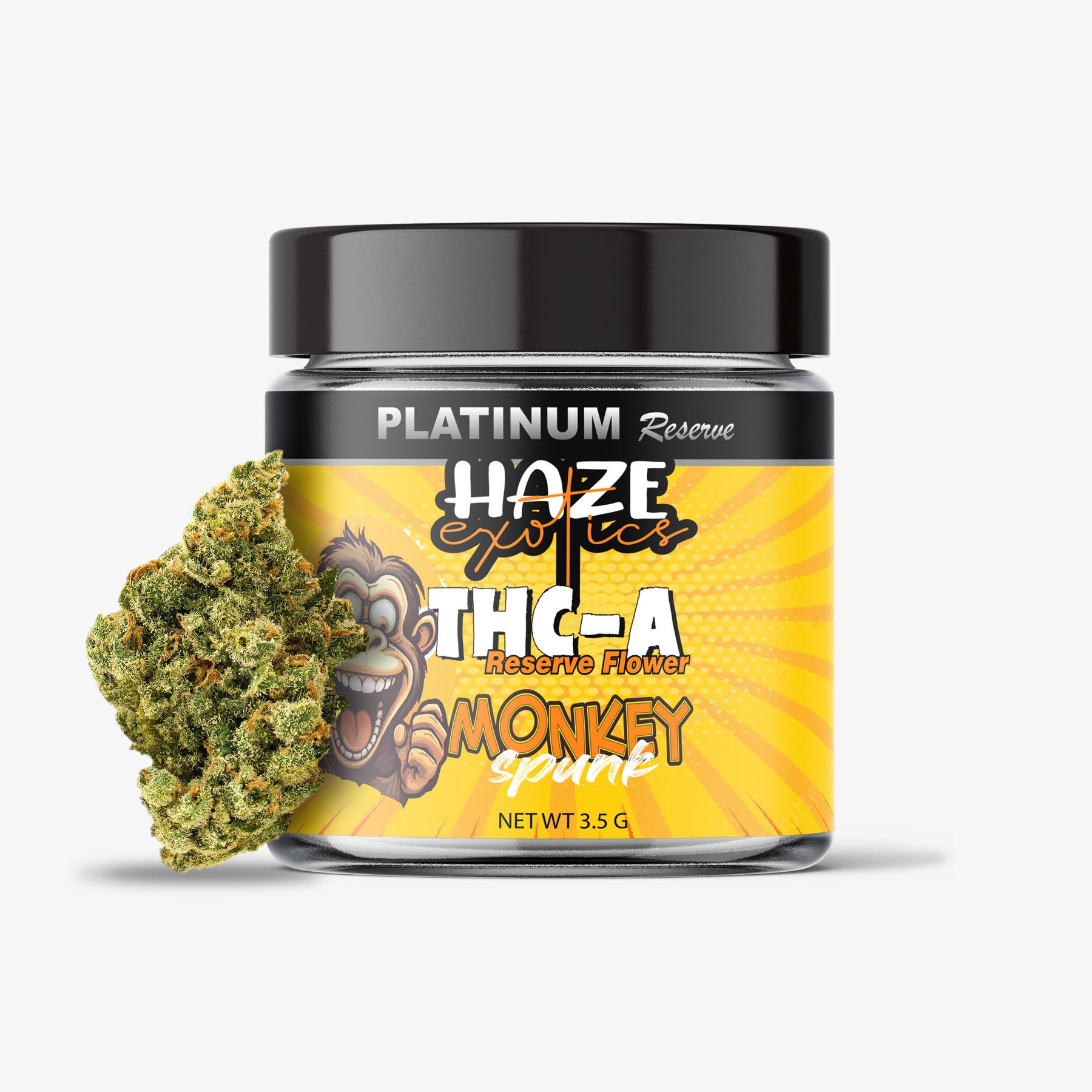 haze exotics platinum reserve thc-as flower monkey spunk 3.5 gram jar