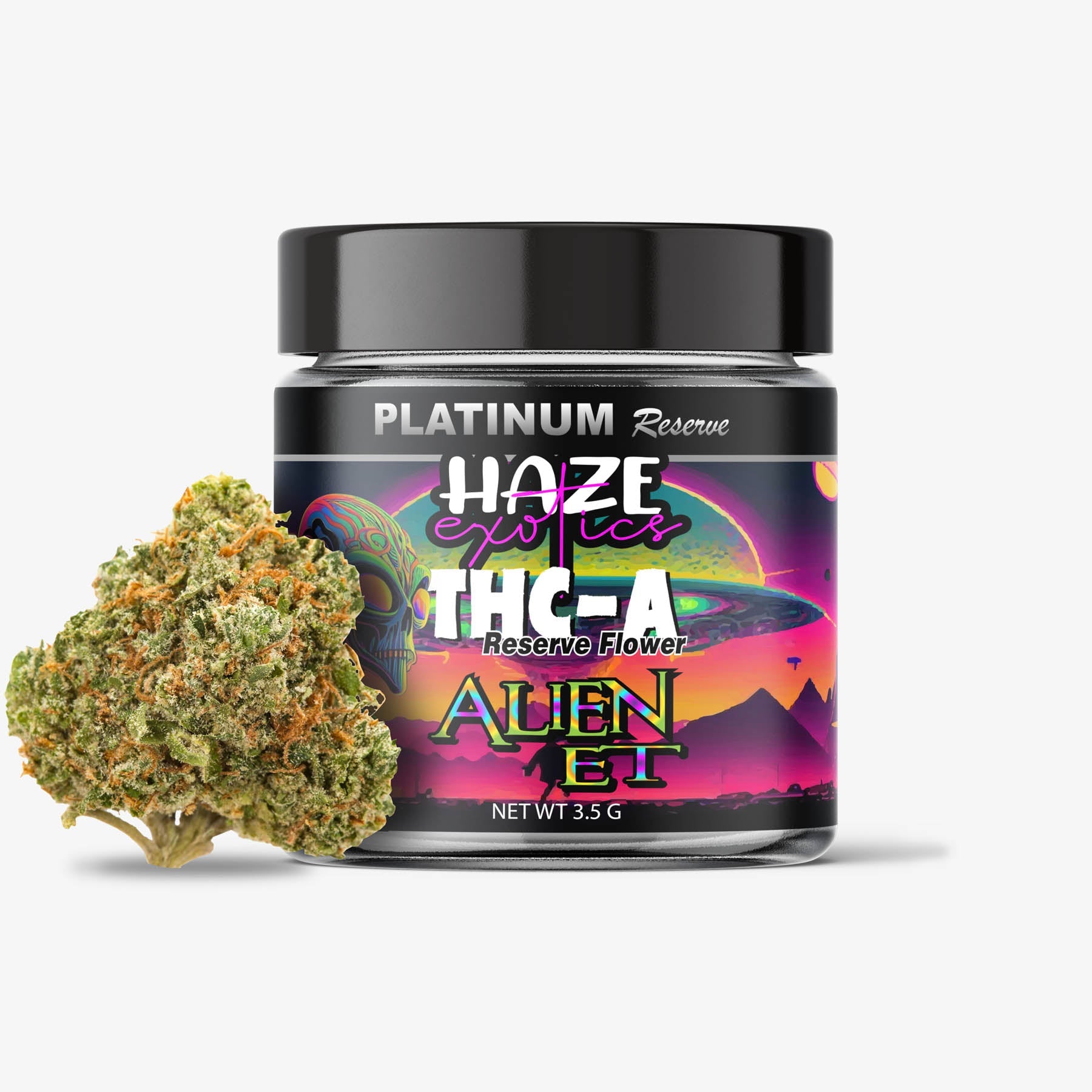 THC-A Flower / Alien ET / 3.5g Jar / Haze Exotics Platinum Reserve