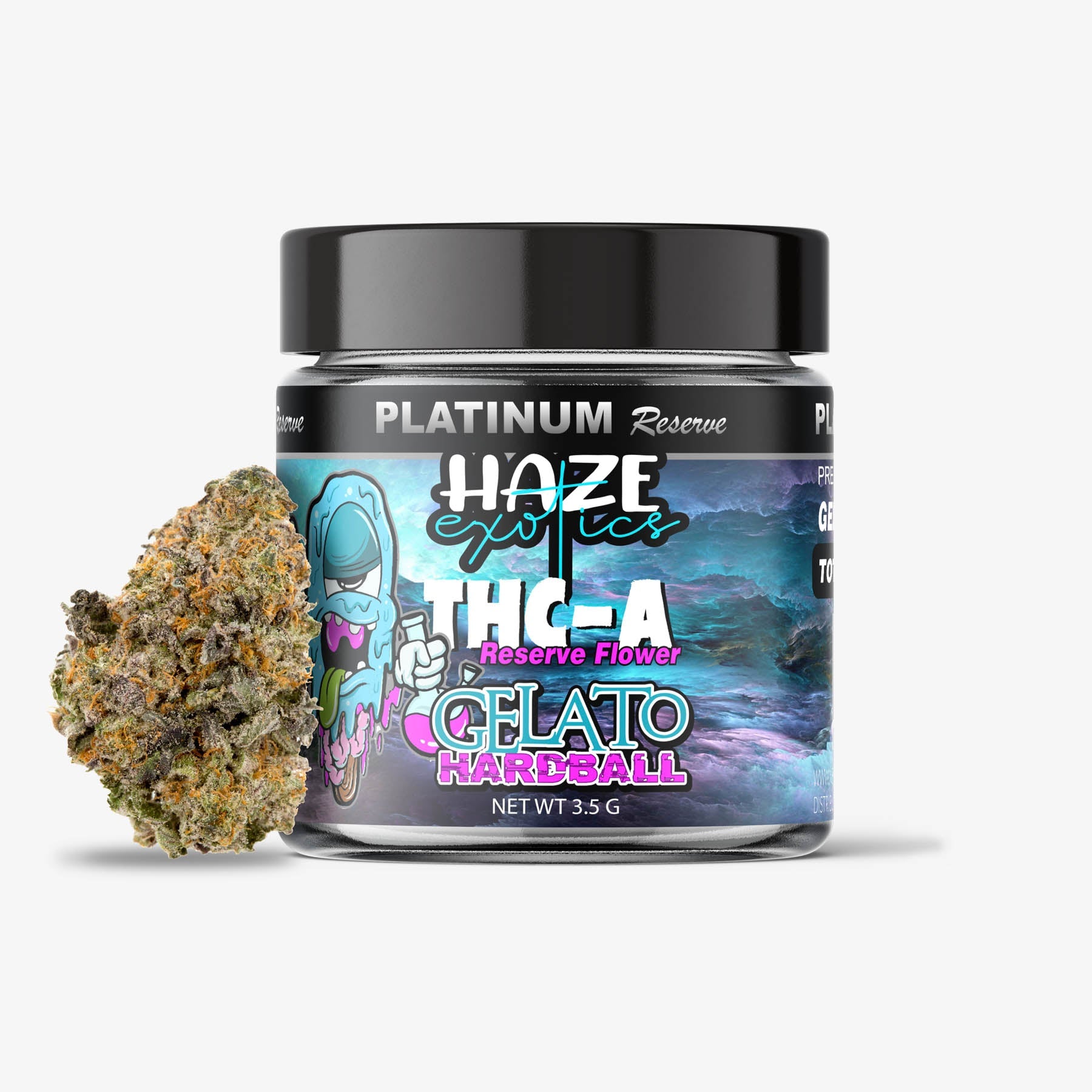 haze exotics platinum reserve thca flower gelato hardball 3.5g jar