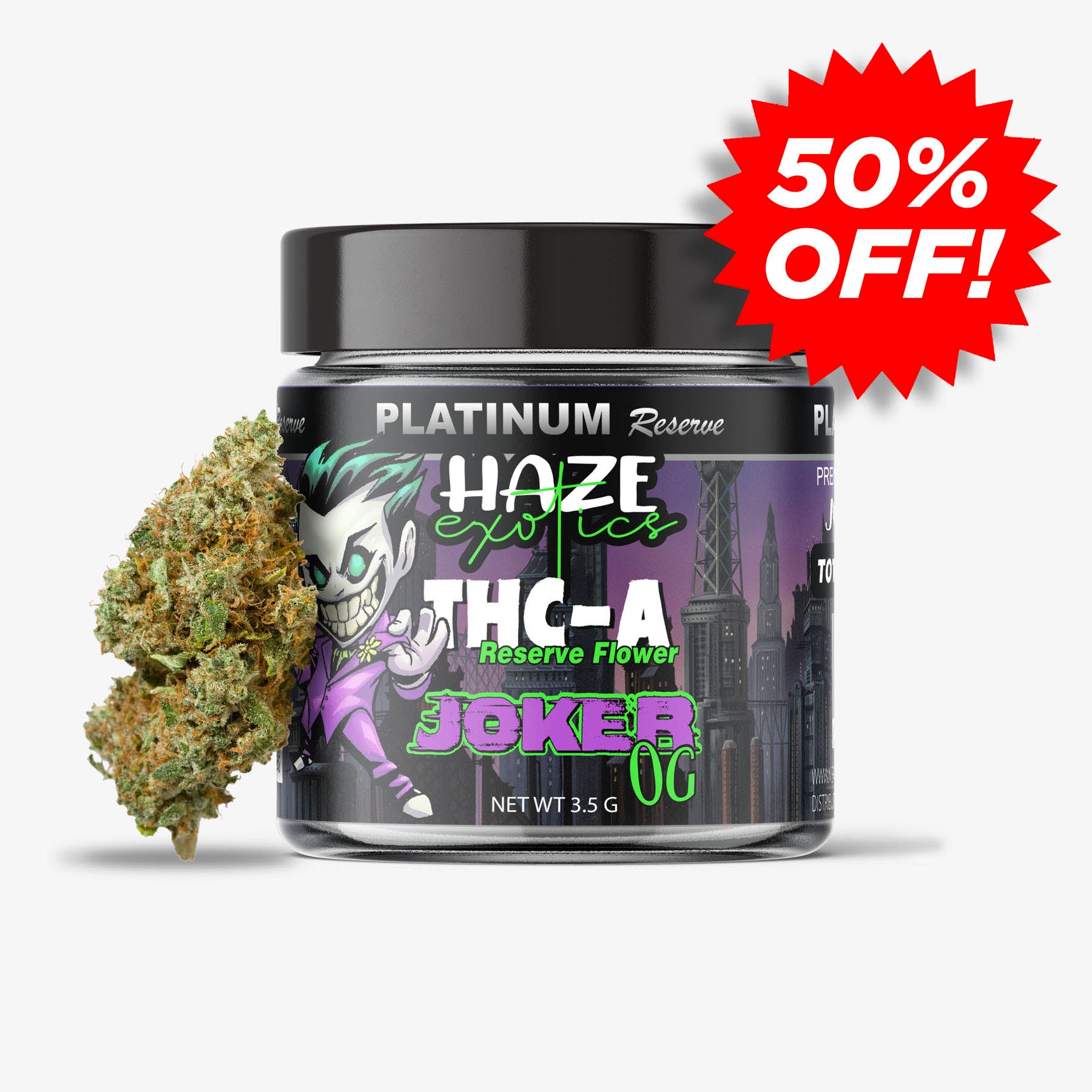 haze exotics platinum reserve thca flower joker og 3.5g jar discount