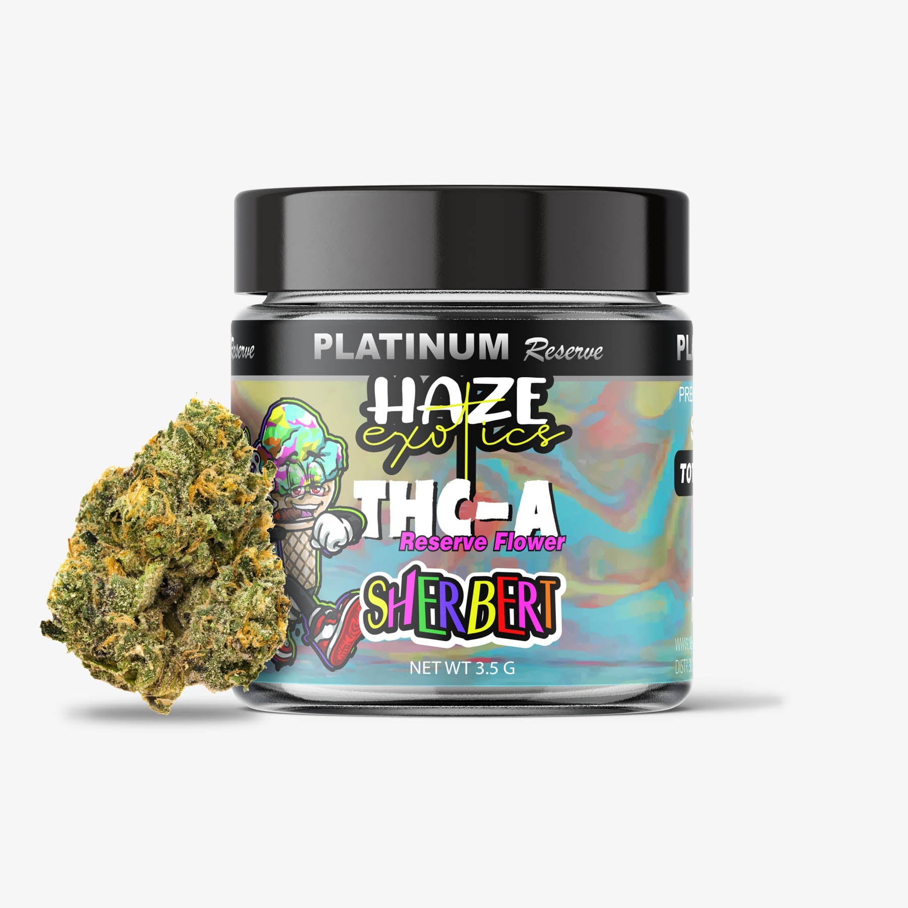 haze exotics platinum reserve thca flower sherbert 3.5g jar