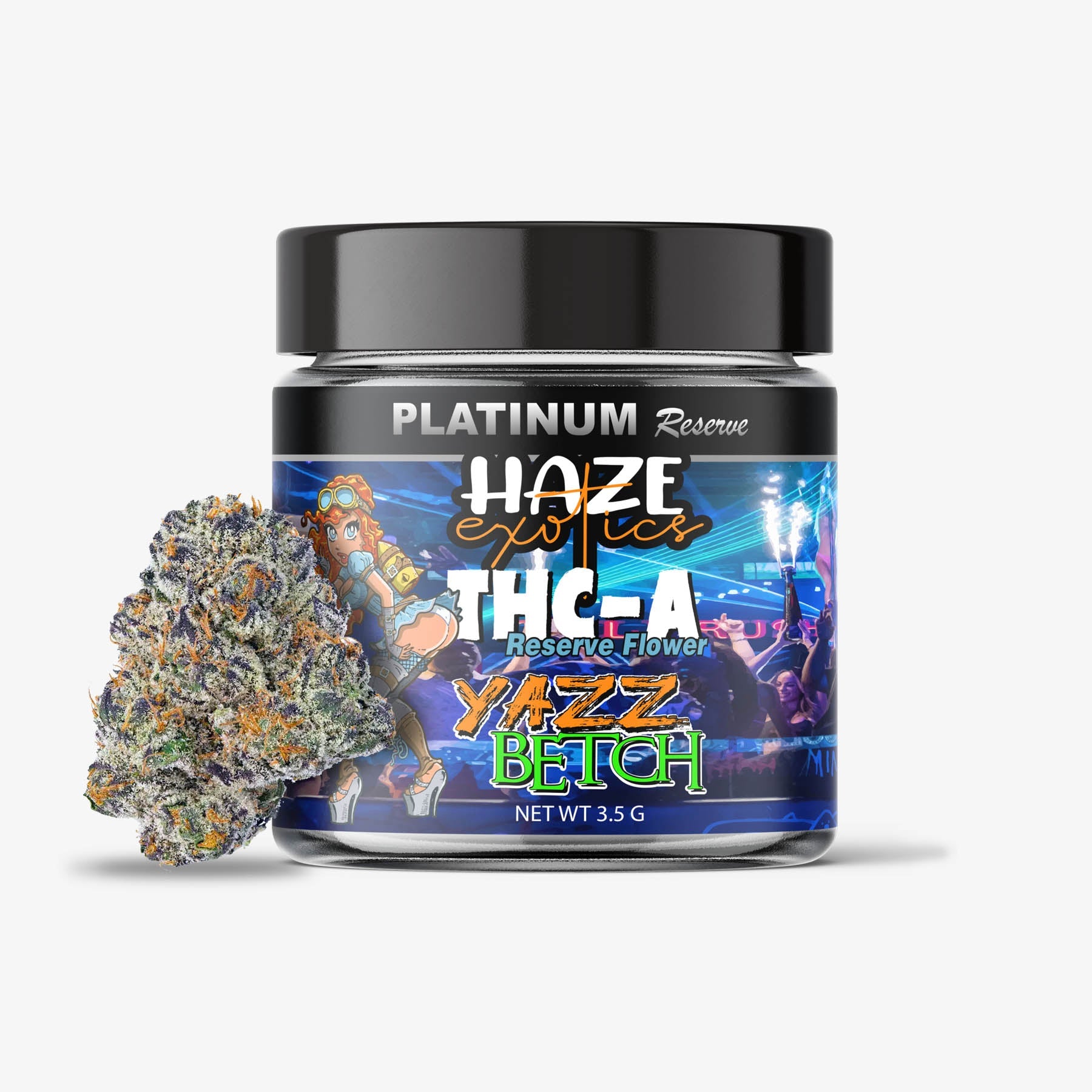 THC-A Flower / Yazz Betch / 3.5g Jar / Haze Exotics Platinum Reserve