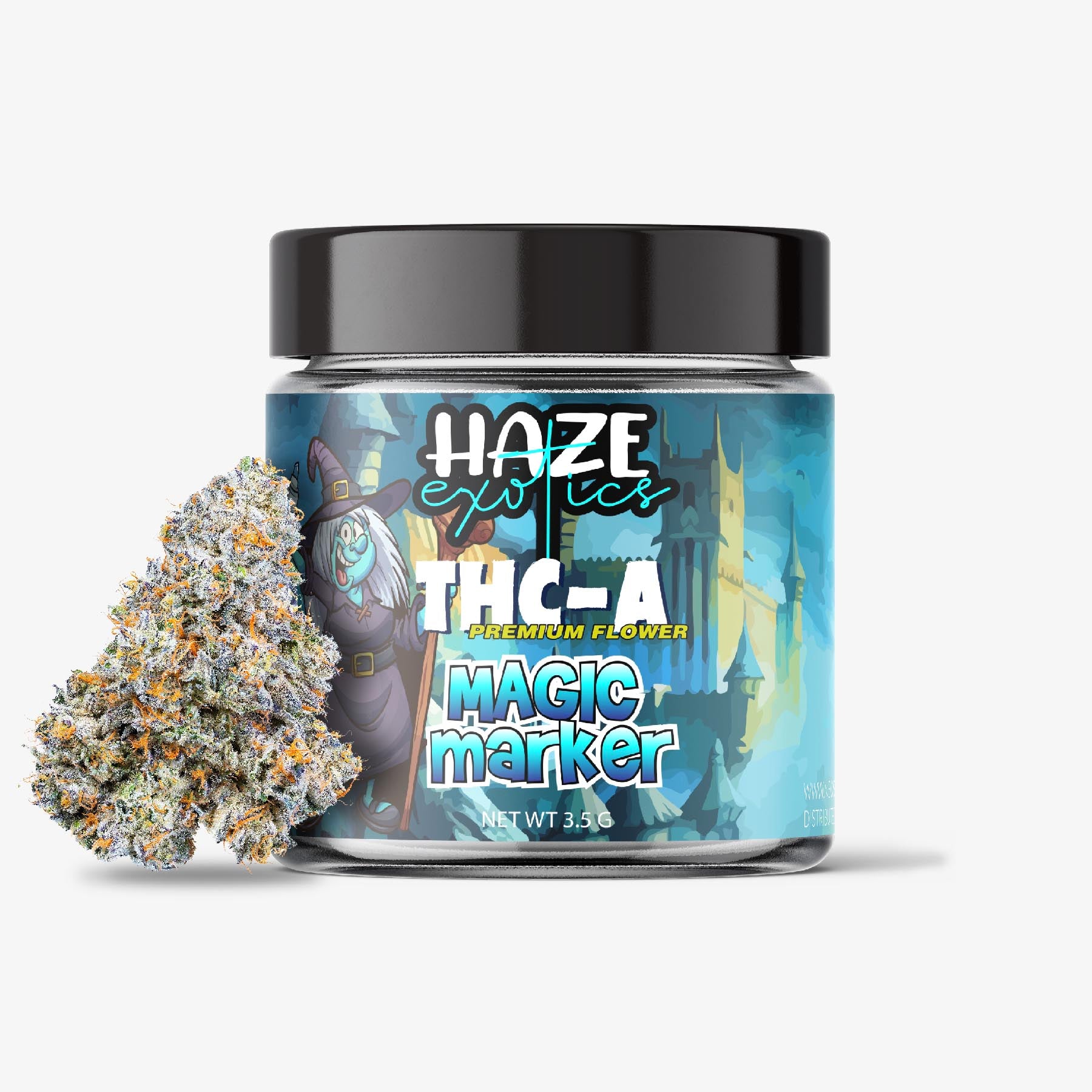 haze exotics thc-a flower magic marker 3.5 gram jar