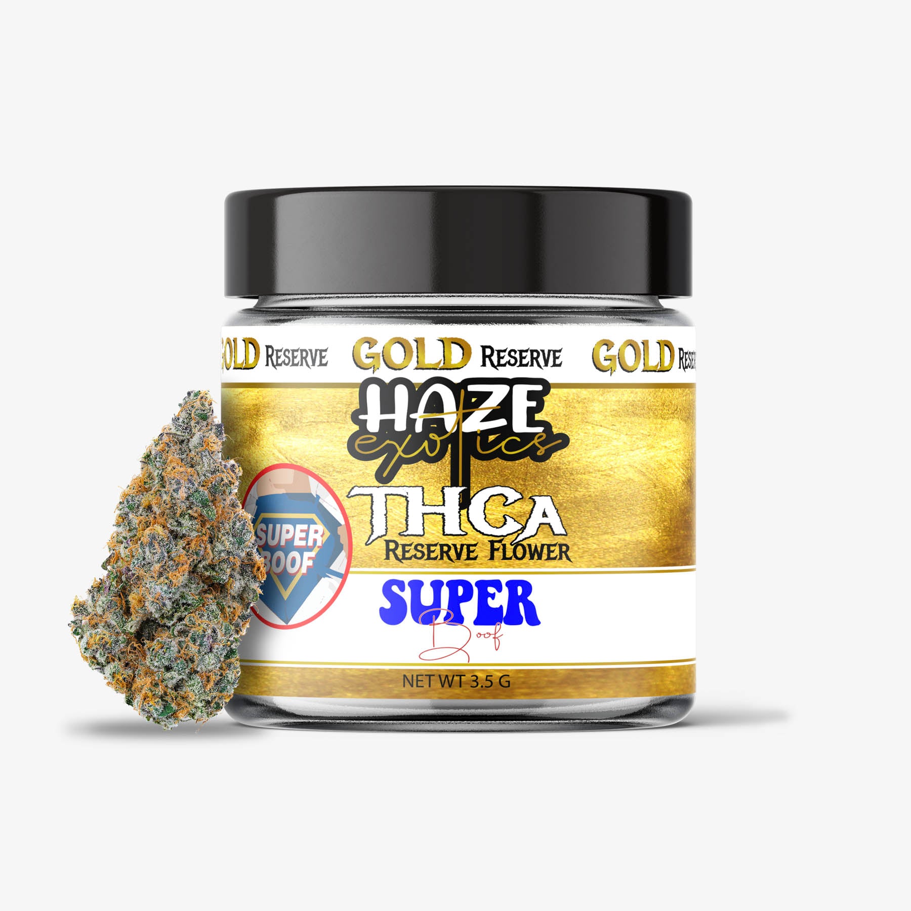 THC-A Flower / Super Boof / 3.5g Jar / Haze Exotics Gold Reserve