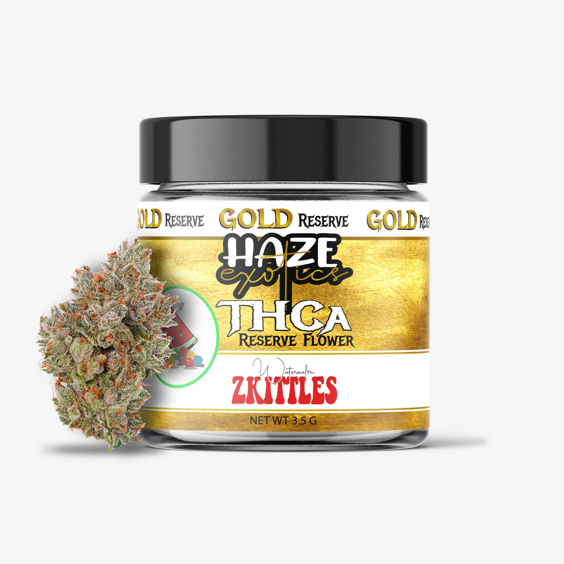 haze exotics gold reserve thc-a flower watermelon zkittles 3.5 gram jar