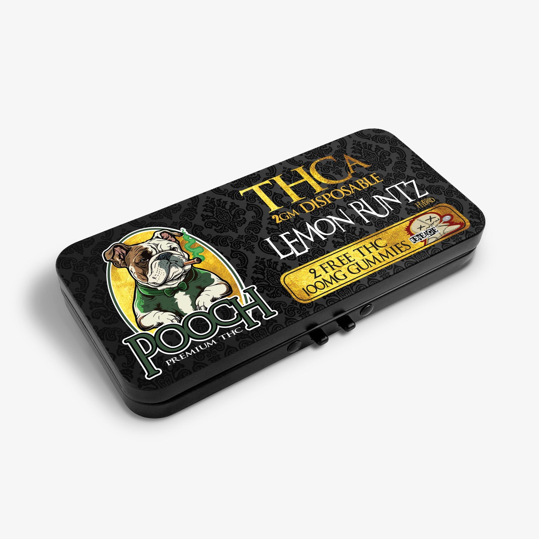 pooch thc-a disposable 2g lemon runtz revenge 100mg gummy