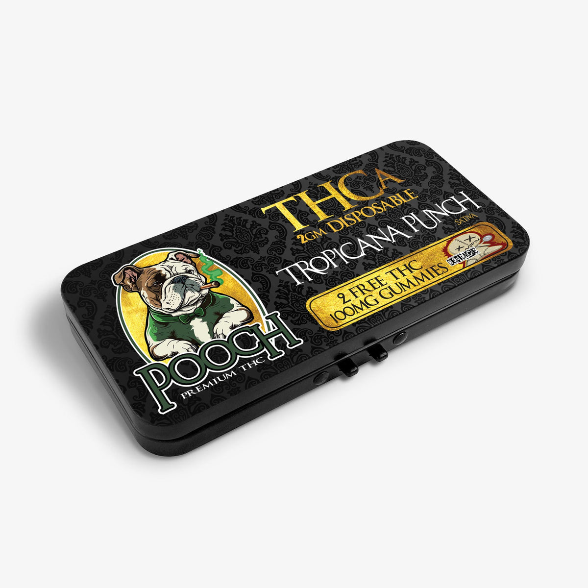 pooch thc-a disposable 2g tropicana punch revenge 100mg gummy