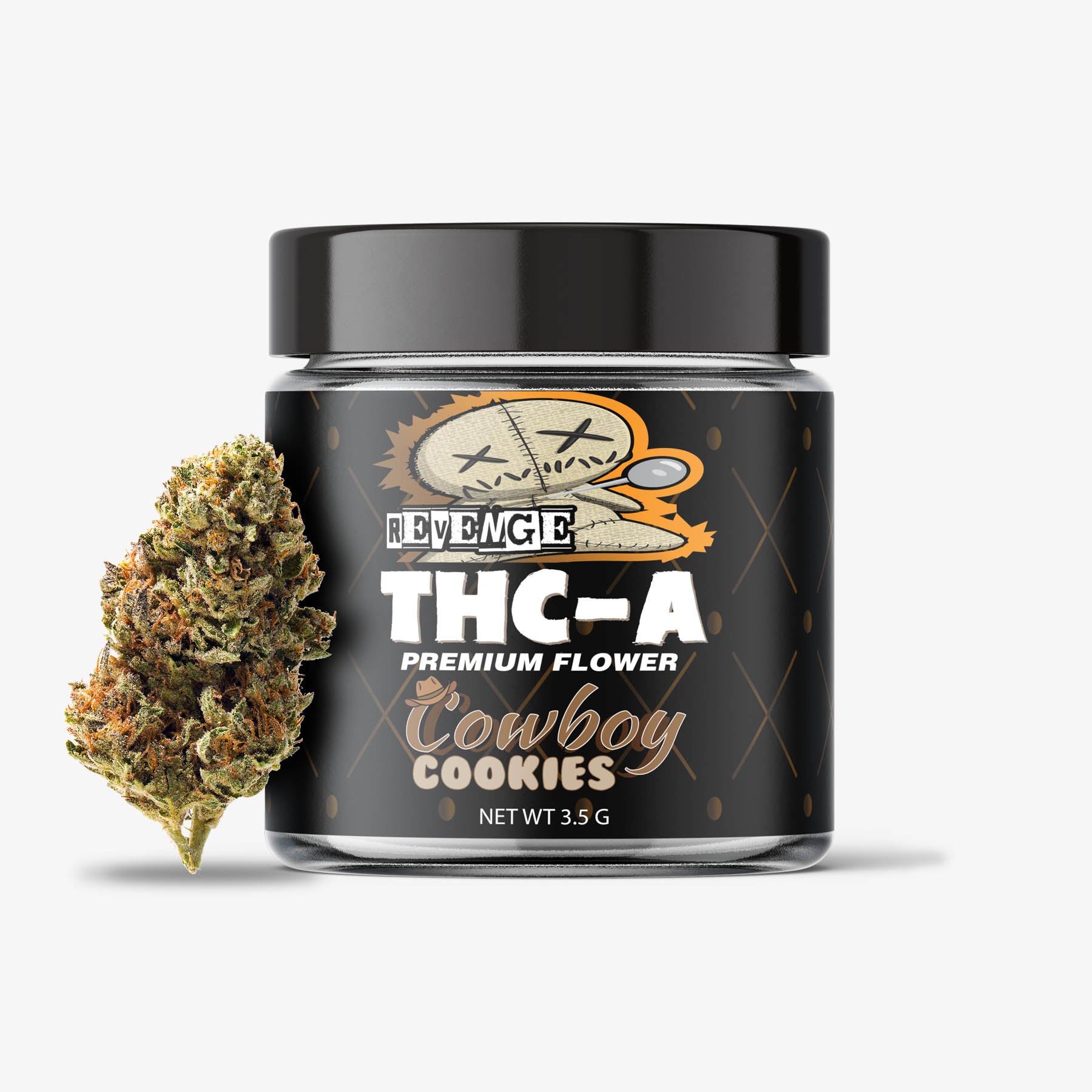 revenge thc-a flower cowboy cookies 3.5gram jar