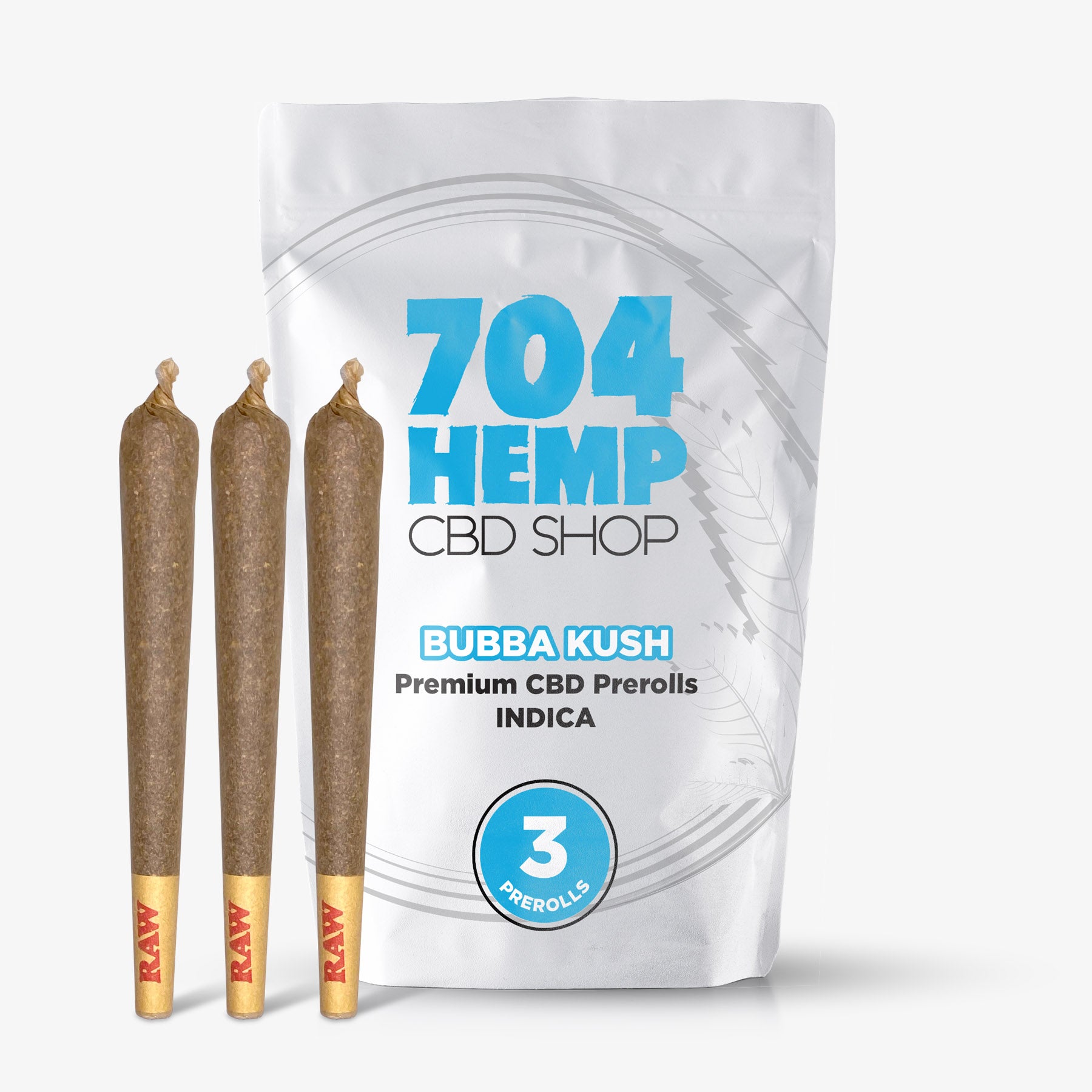 704 hemp cbd preroll bubba kush 3 pack