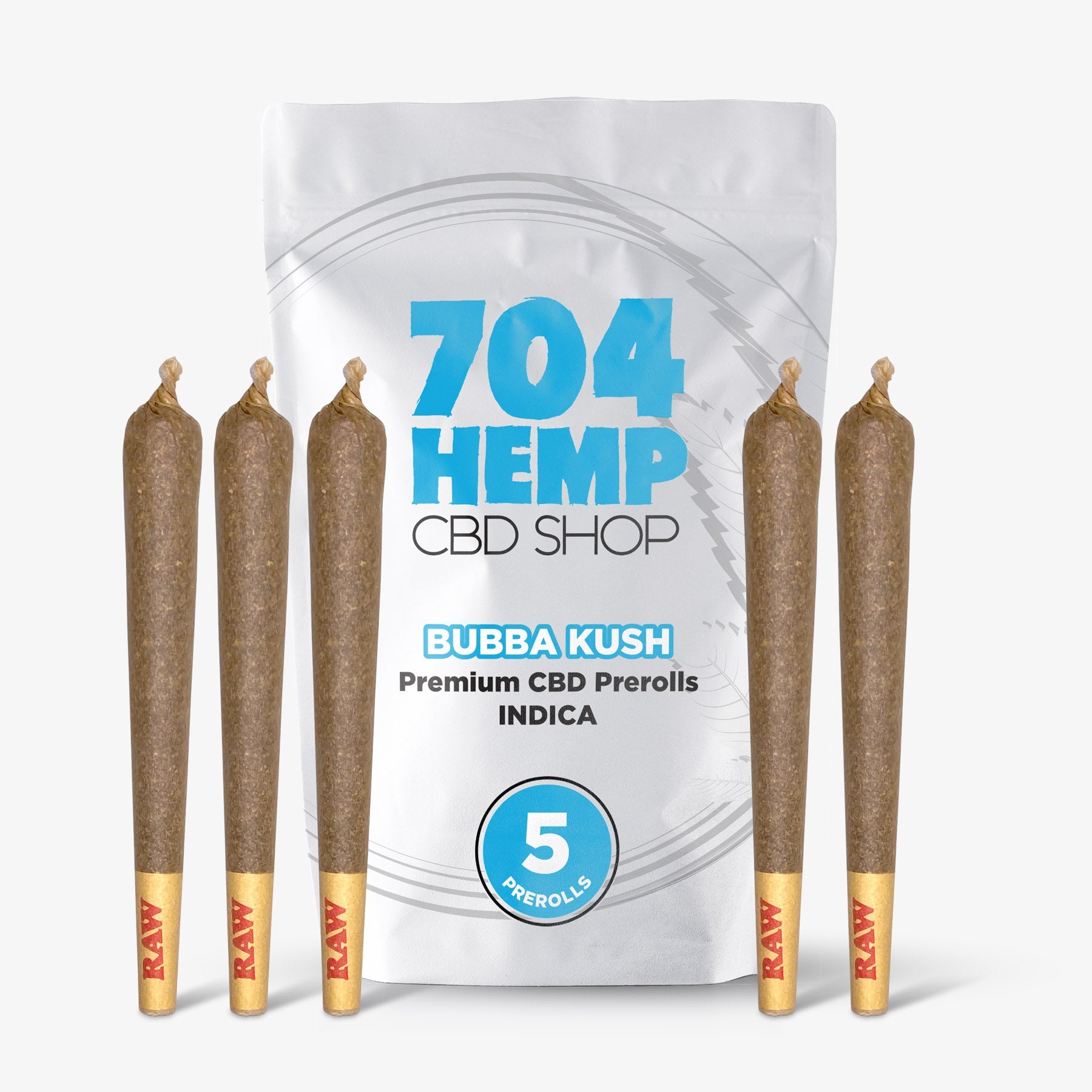 704 hemp cbd preroll bubba kush 5 pack