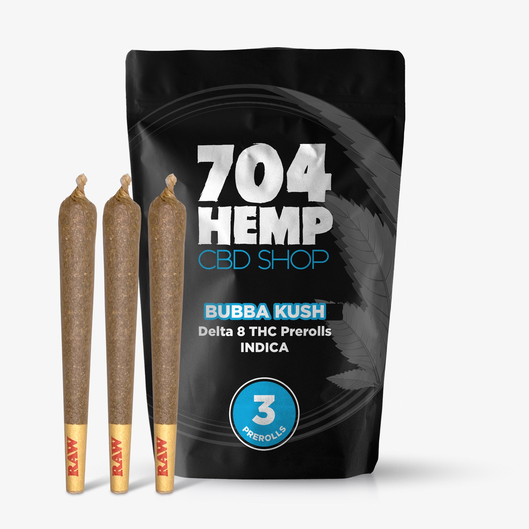 704 hemp delta 8 thc preroll bubba kush 3 pack