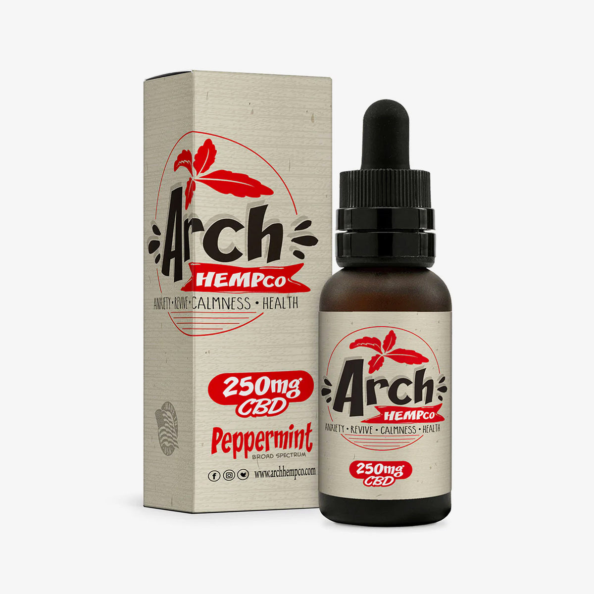 arch hempco broad spectrum tincture blood peppermint 250 milligrams