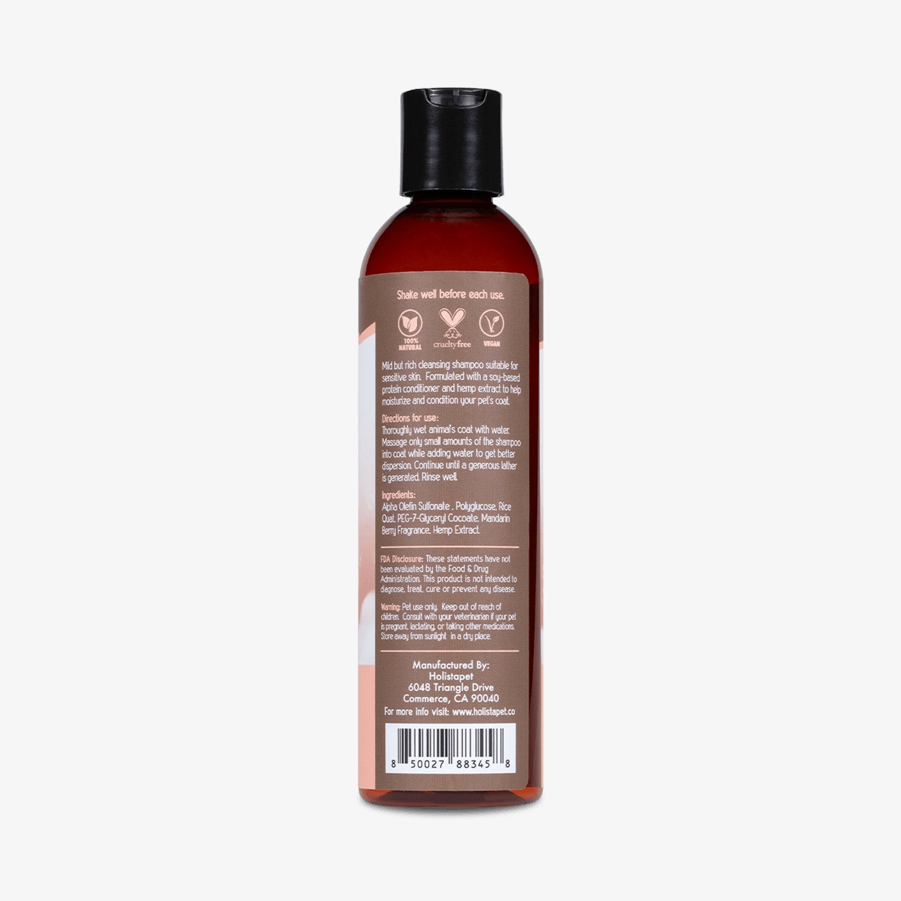 holistapet hemp shampoo 200mg back