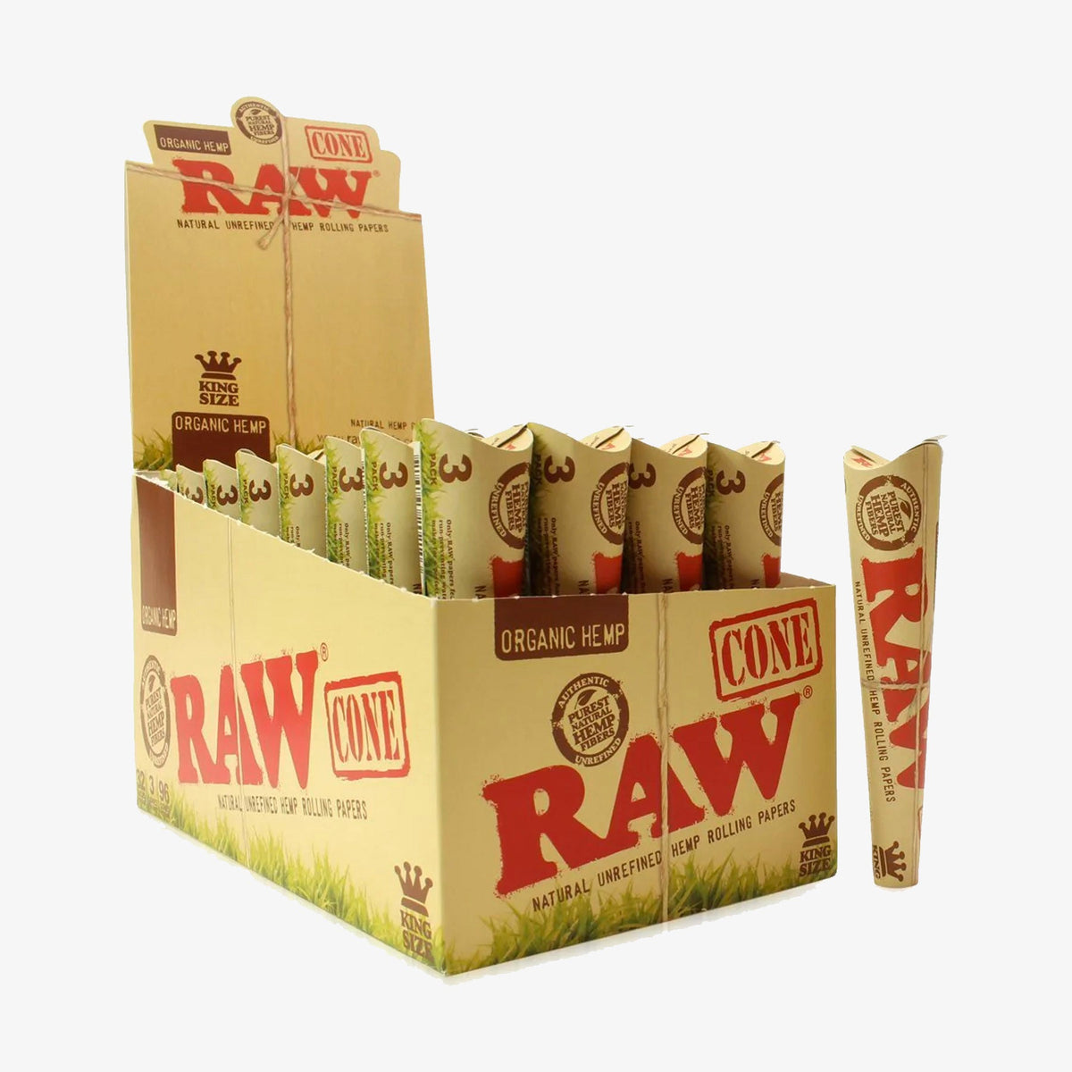 raw organic hemp cone king size 3 pack