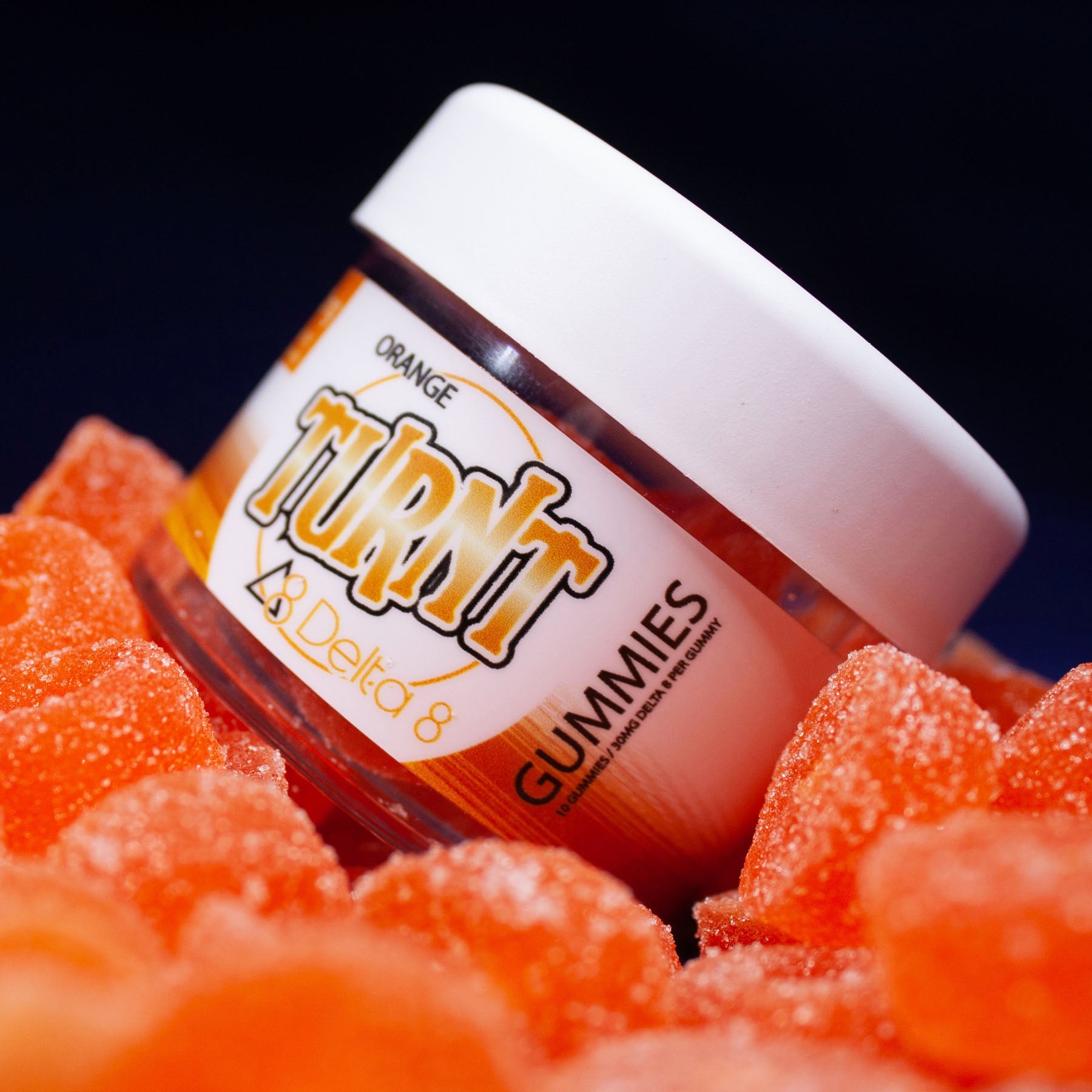 TURNT Delta 8 THC Gummies Orange 10ct detail